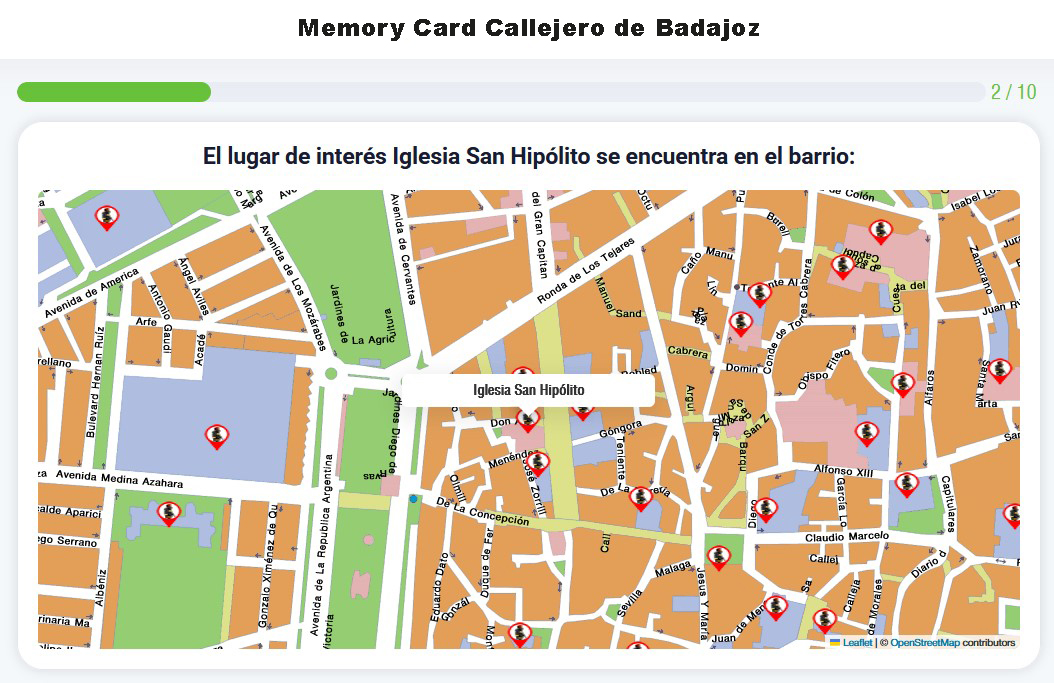 Memroy Card Callejero de Badajoz