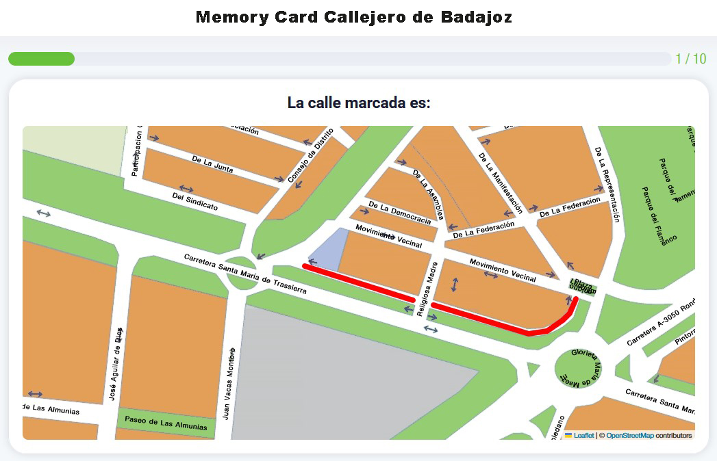 Memroy Card Callejero de Badajoz