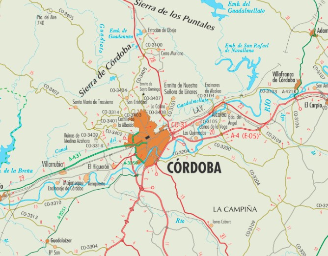 Imagen Digital Carreteras Zona Influencia Ayto. Córdoba